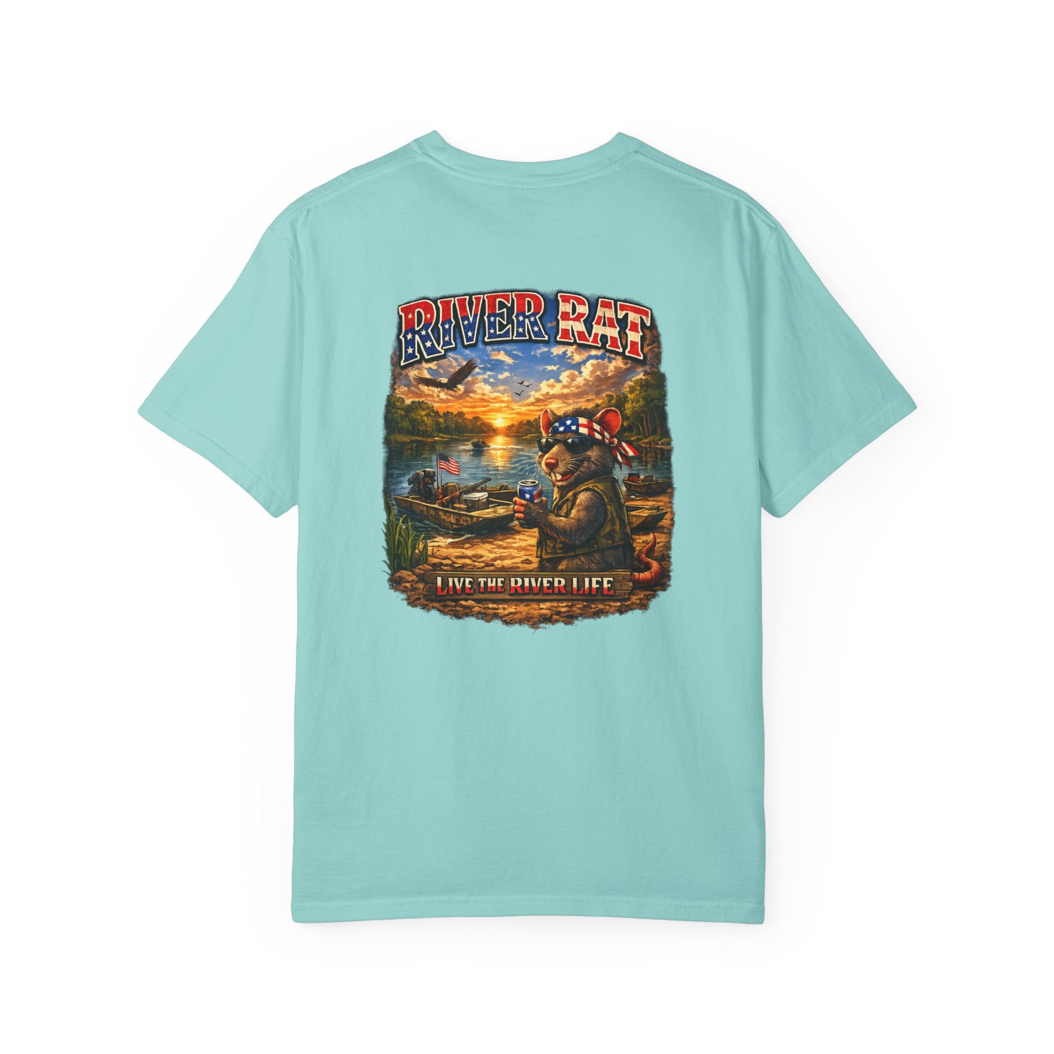River Rat T-shirt | Fishing Sunset Graphic, Outdoor River Life